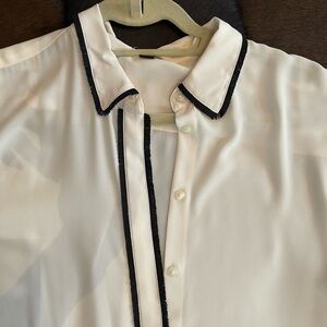 Ann Taylor Elegant White Button-Up Blouse
